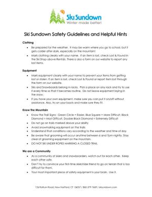 Ski Sundown Safety Guidelines