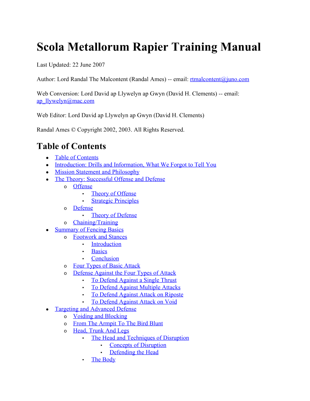 Scola Metallorum Rapier Training Manual