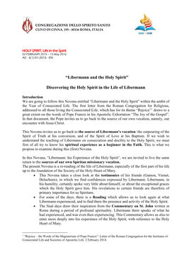 Novena 2015 “Libermann and the Holy Spirit”