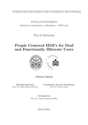 People Centered HMI's for Deaf and Functionally Illiterate Users