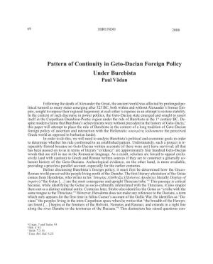 Patterns of Continuity in Geto-Dacian Foreign Policy