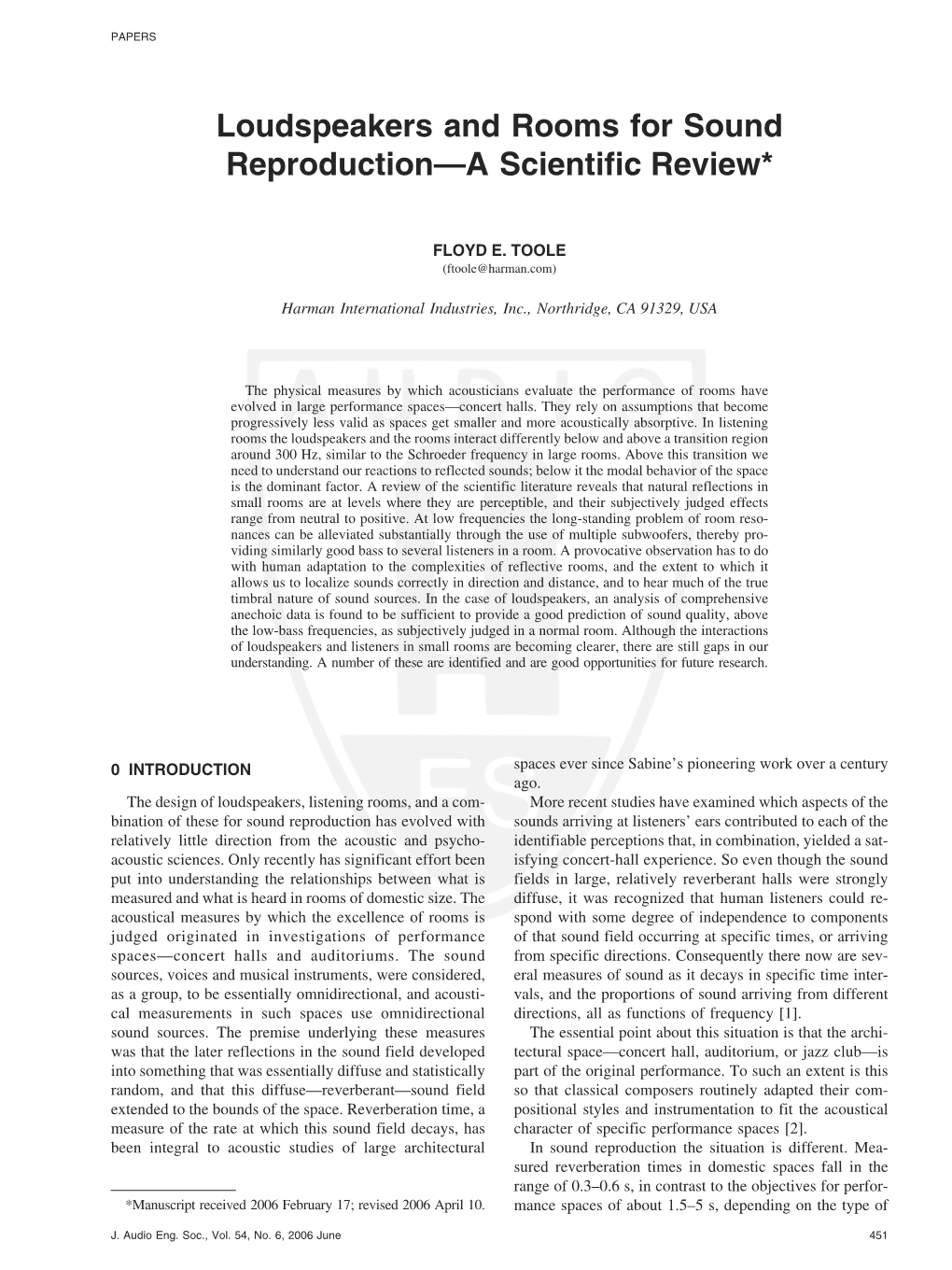 Loudspeakers and Rooms for Sound Reproduction—A Scientific Review*