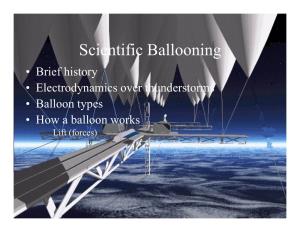 Scientific Ballooning • Brief History • Electrodynamics Over Thunderstorms • Balloon Types • How a Balloon Works Lift (Forces) USS Akron in Flight, November 1931