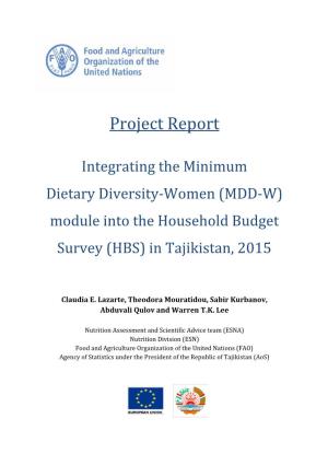 MDD-W) Module Into the Household Budget Survey (HBS