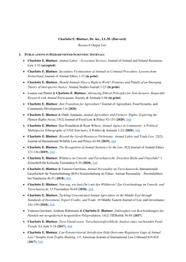 (Harvard) Research Output List • Charlotte E. Blattner, Animal Labor