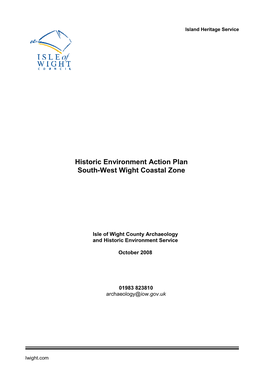 Historic Environment Action Plan South-West Wight Coastal Zone