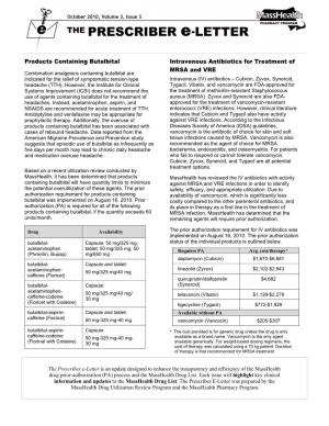 Products Containing Butalbital Intravenous Antibiotics for Treatment of MRSA And