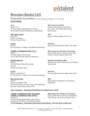 Brendan Beebe CAS Resume