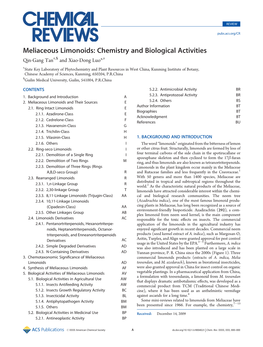 Meliaceous Limonoids: Chemistry and Biological Activities