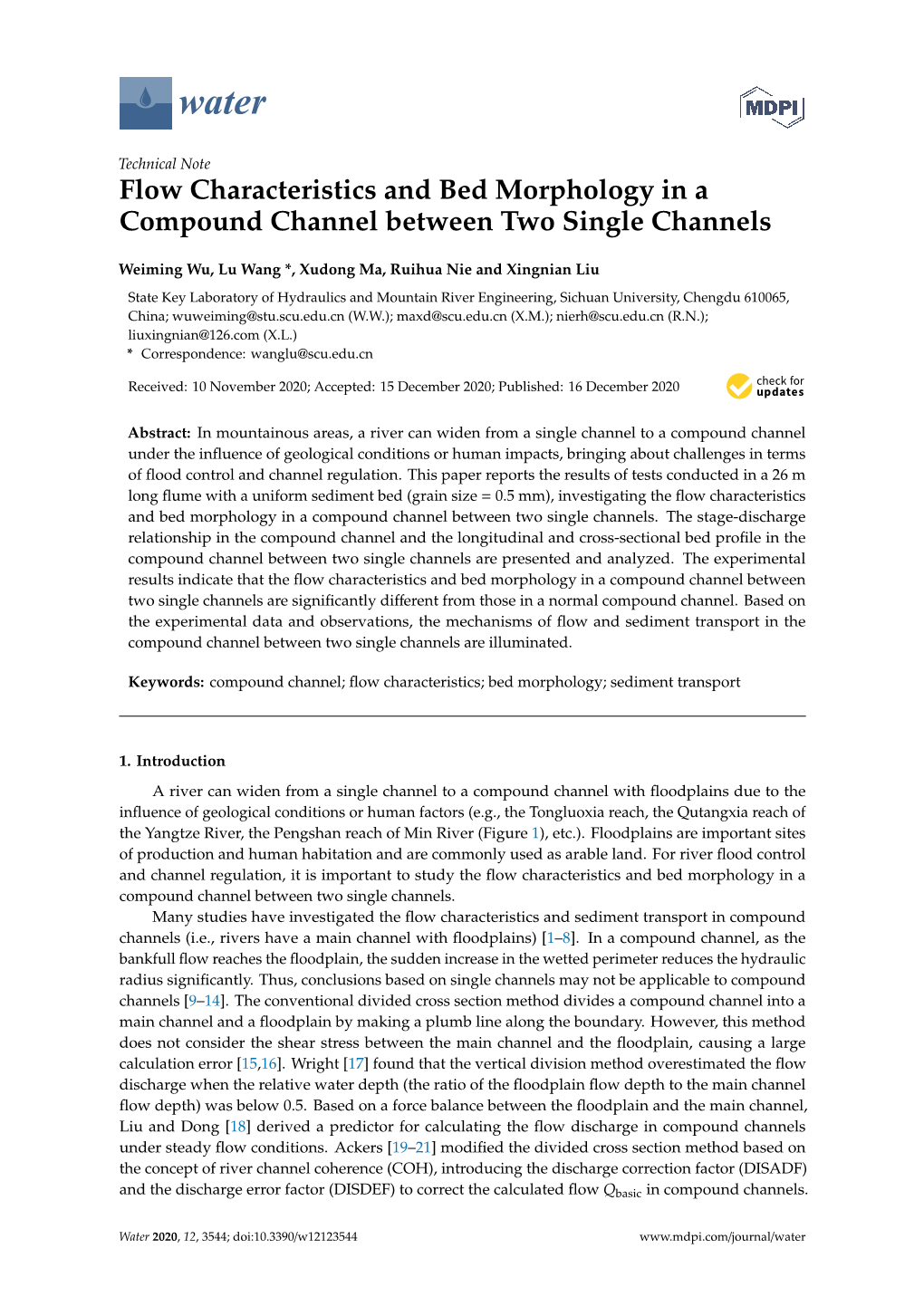 Flow Characteristics And Bed Morphology In A Compound Channel Between ...