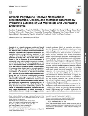Cationic Polystyrene Resolves Nonalcoholic Steatohepatitis, Obesity, and Metabolic Disorders by Promoting Eubiosis of Gut Microbiota and Decreasing Endotoxemia