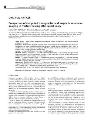 Comparison of Computed Tomographic and Magnetic Resonance Imaging in Fracture Healing After Spinal Injury