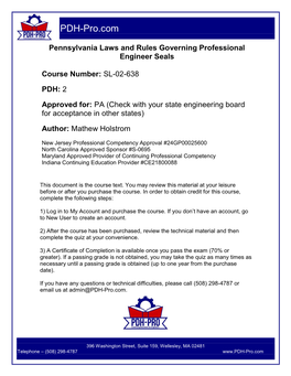 Pennsylvania Laws and Rules Governing Professional Engineer Seals