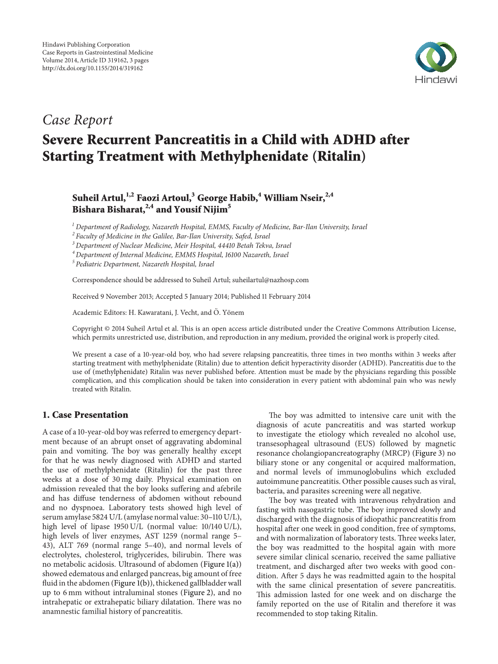 Severe Recurrent Pancreatitis in a Child with ADHD After Starting Treatment with Methylphenidate (Ritalin)