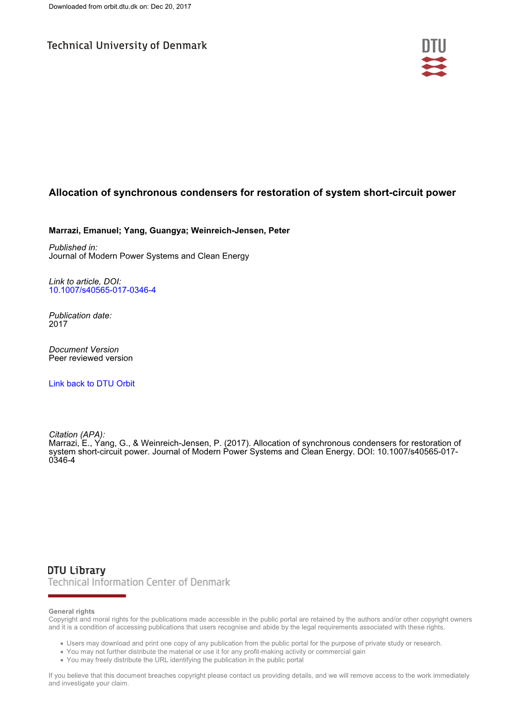 Allocation of Synchronous Condensers for Restoration of System Short-Circuit Power