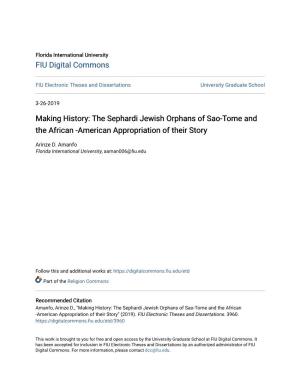 The Sephardi Jewish Orphans of Sao-Tome and the African -American Appropriation of Their Story