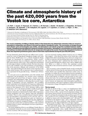 Climate and Atmospheric History of the Past 420,000 Years from the Vostok Ice Core, Antarctica