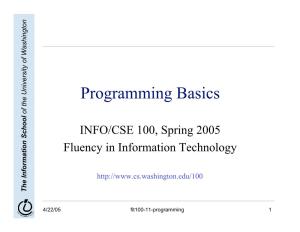 Programming Basics of the University Washington