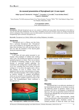 An Unusual Presentation of Thyroglossal Cyst -A Case Report