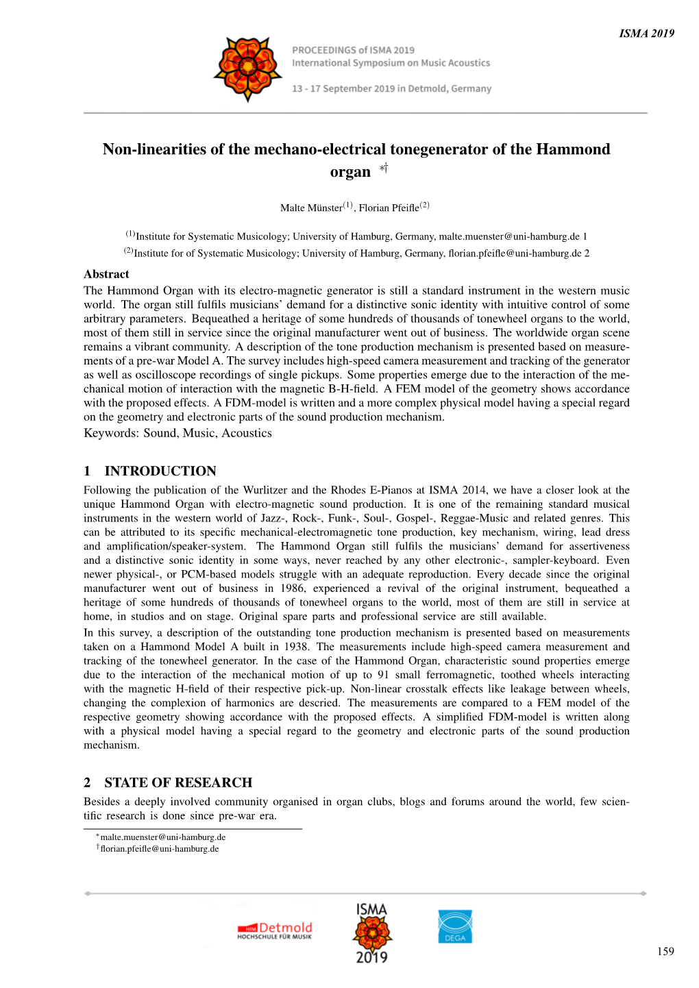 Non-Linearities of the Mechano-Electrical Tonegenerator of the Hammond Organ ∗†