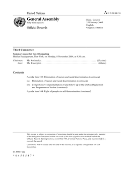 General Assembly Distr.: General Fifty-Ninth Session 25 February 2005 English Official Records Original: Spanish