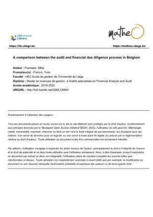 A Comparison Between the Audit and Financial Due Diligence Process in Belgium