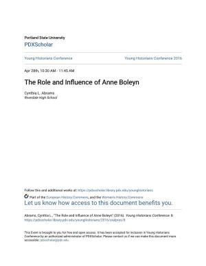 The Role and Influence of Anne Boleyn