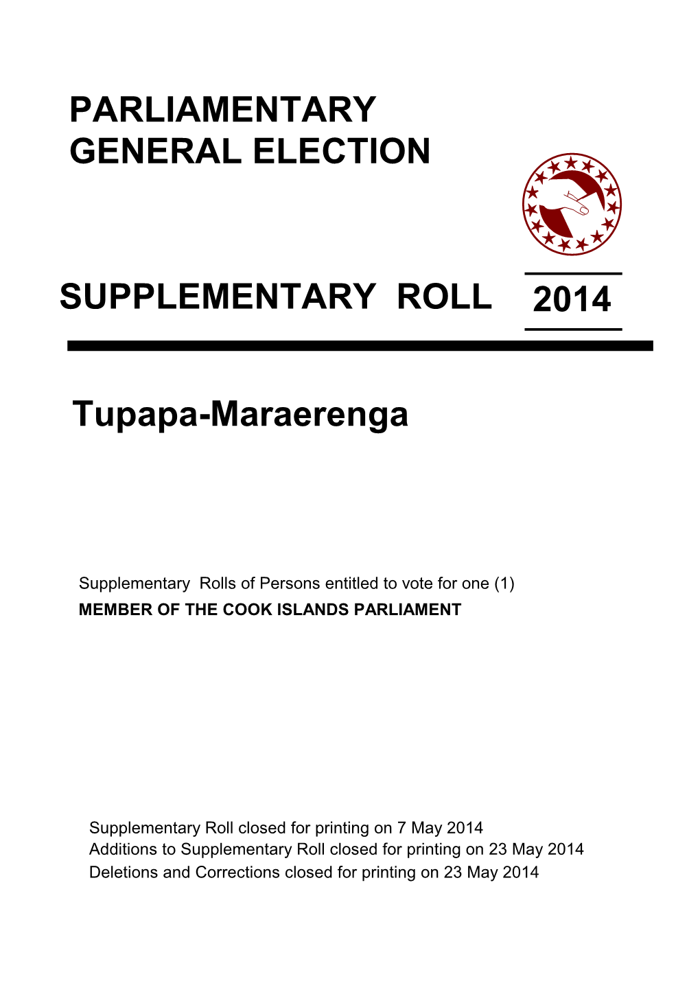 Supplementary Roll 2014