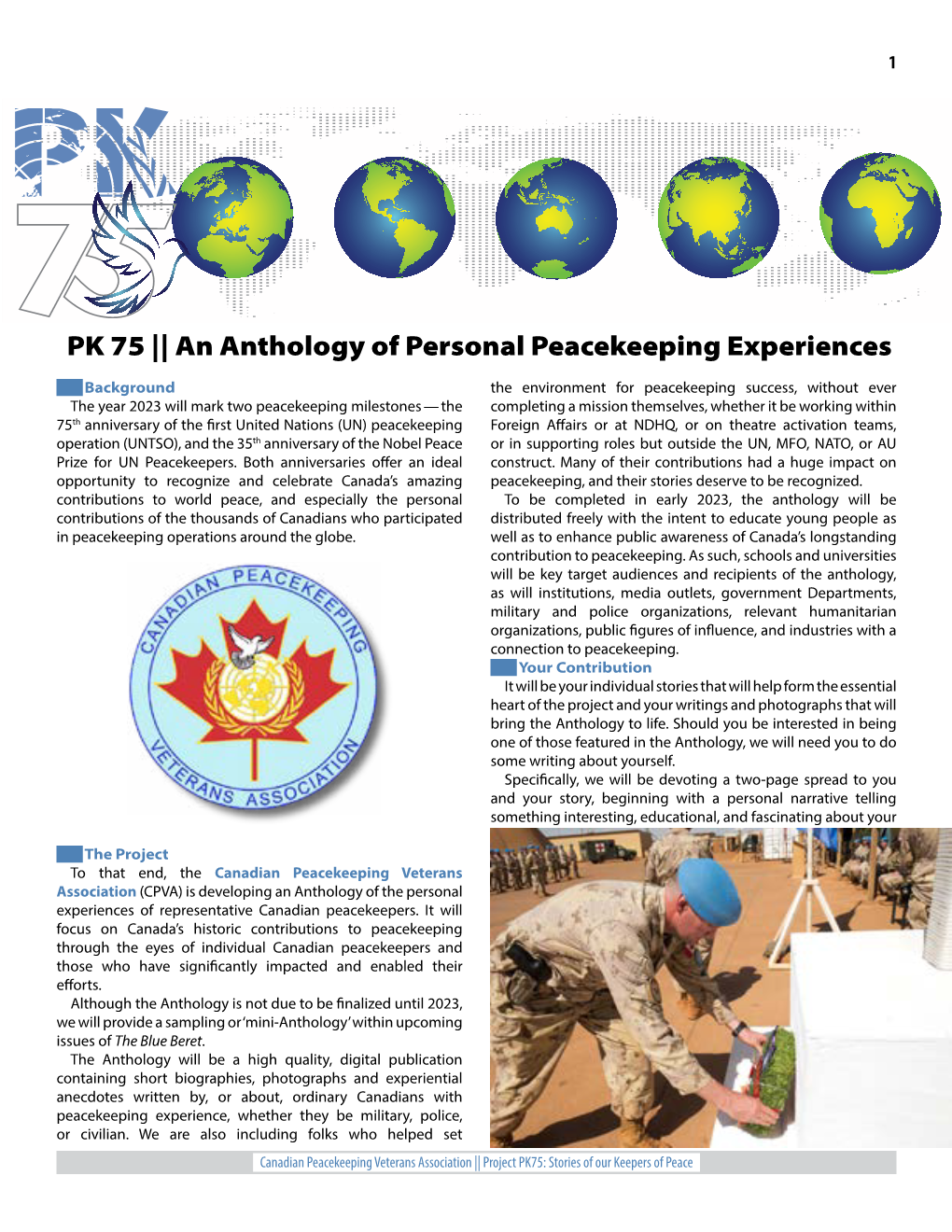 PK 75 || an Anthology of Personal Peacekeeping Experiences