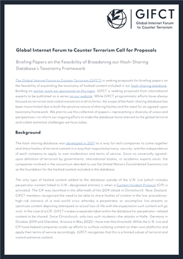 Global Internet Forum to Counter Terrorism Call for Proposals