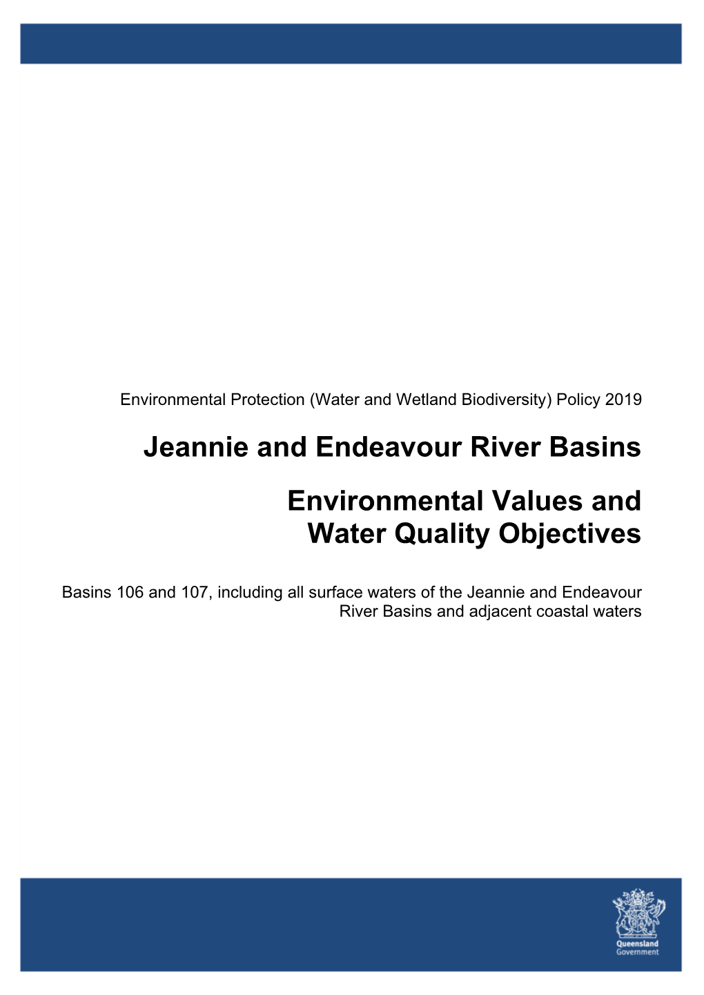 Jeannie and Endeavour River Basins Environmental Values and Water Quality Objectives