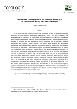 ISSN 2036-5462 Intercultural Philosophy Versus The