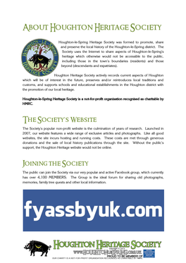 About Houghton-Le-Spring Heritage Society, Its Aims & Objectives, Its