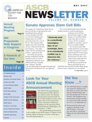 May 2007 ASCB Newsletter