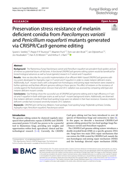 Preservation Stress Resistance of Melanin Deficient Conidia From