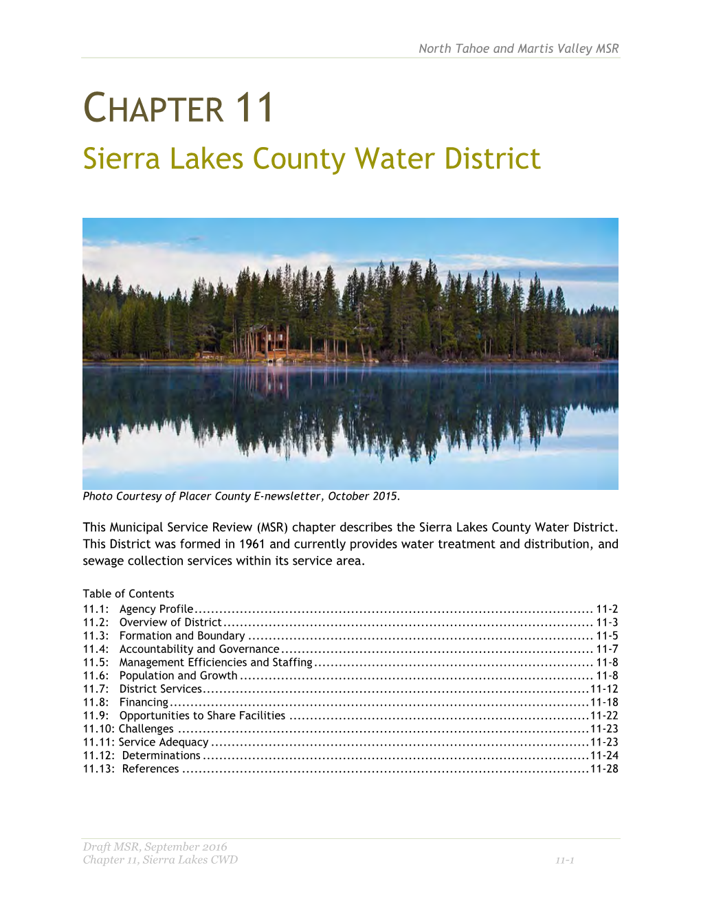 CHAPTER 11 Sierra Lakes County Water District