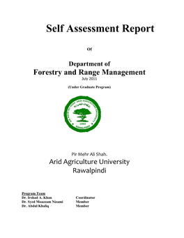 Self Assessment Report, Department of Forestry and Range