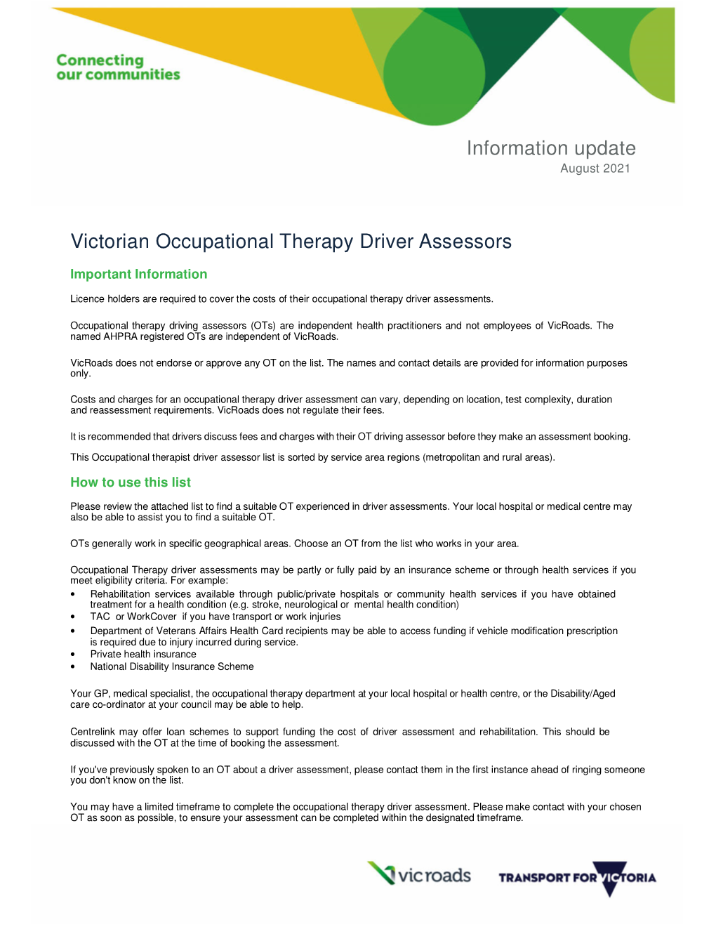 Victorian Occupational Therapy Driver Assessors