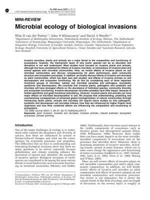 Microbial Ecology of Biological Invasions