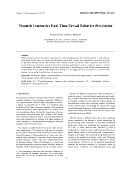 Towards Interactive Real-Time Crowd Behavior Simulation