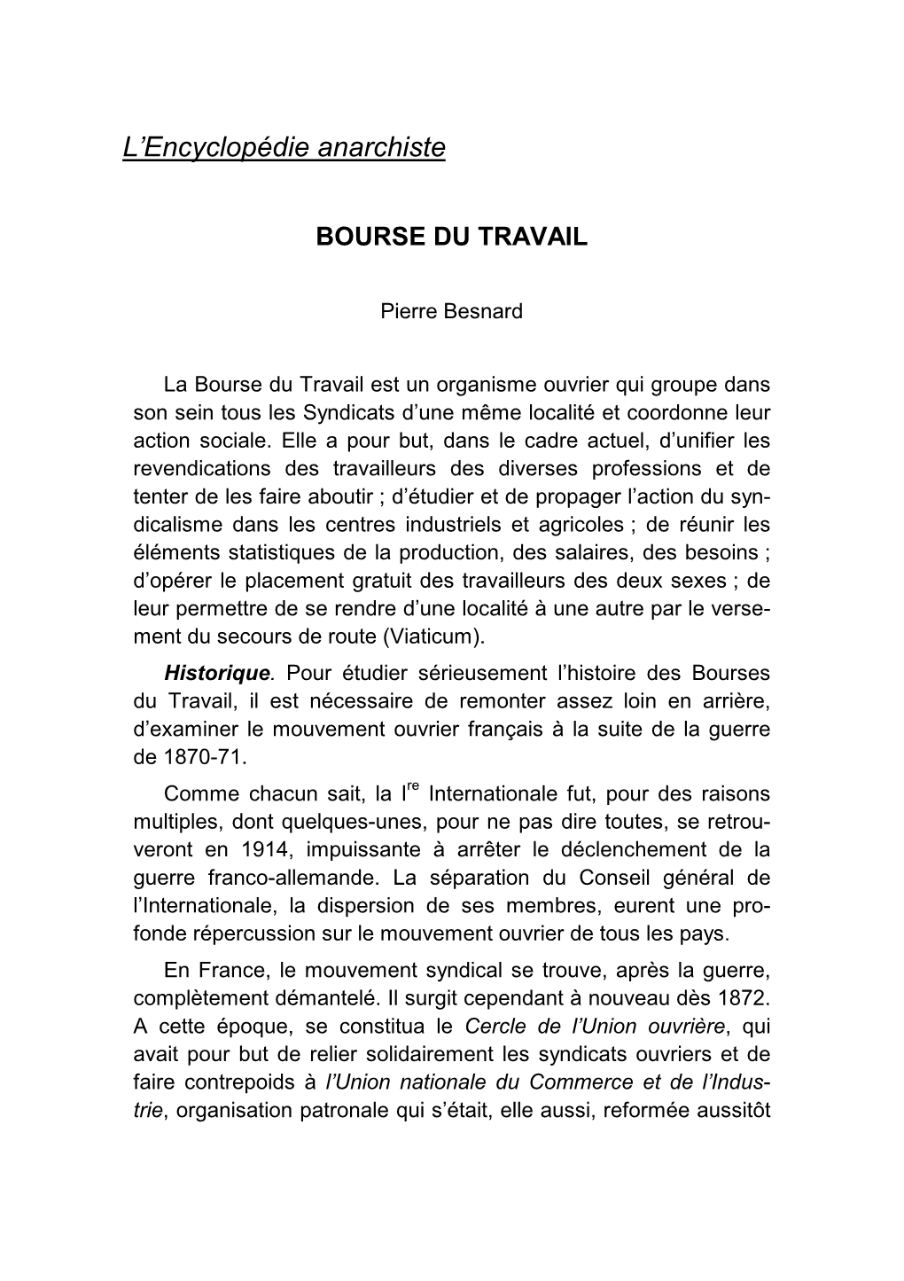 Besnard Bourse Du Travail