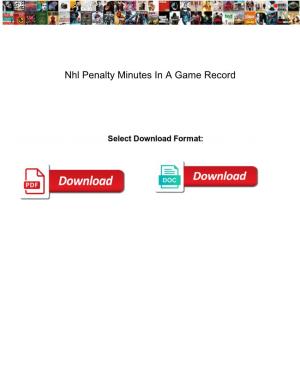 Nhl Penalty Minutes in a Game Record