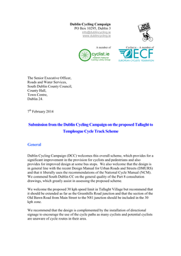 Tallaght to Templeogue Cycle Track Scheme