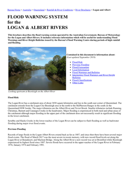 FLOOD WARNING SYSTEM for the LOGAN & ALBERT RIVERS