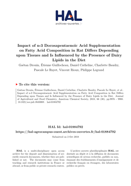 Impact of N-3 Docosapentaenoic Acid Supplementation on Fatty Acid