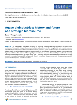 Agave Bioindustries: History and Future of a Strategic Bioresource