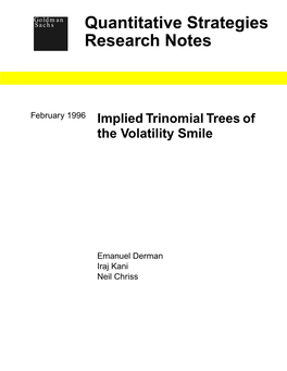 Implied Trinomial Trees of the Volatility Smile