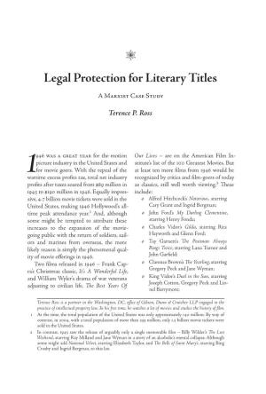 Legal Protection for Literary Titles