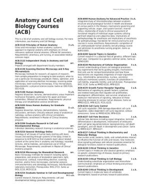 Anatomy and Cell Biology Courses (ACB) 1