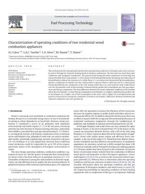 Characterization of Operating Conditions of Two Residential Wood Combustion Appliances